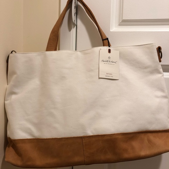 Hearth Hand Magnolia White Leather Satchel Bag - Picture 2 of 5